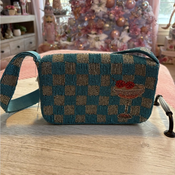 Anthropologie Blue and Silver Beaded Clutch - Picture 6 of 10